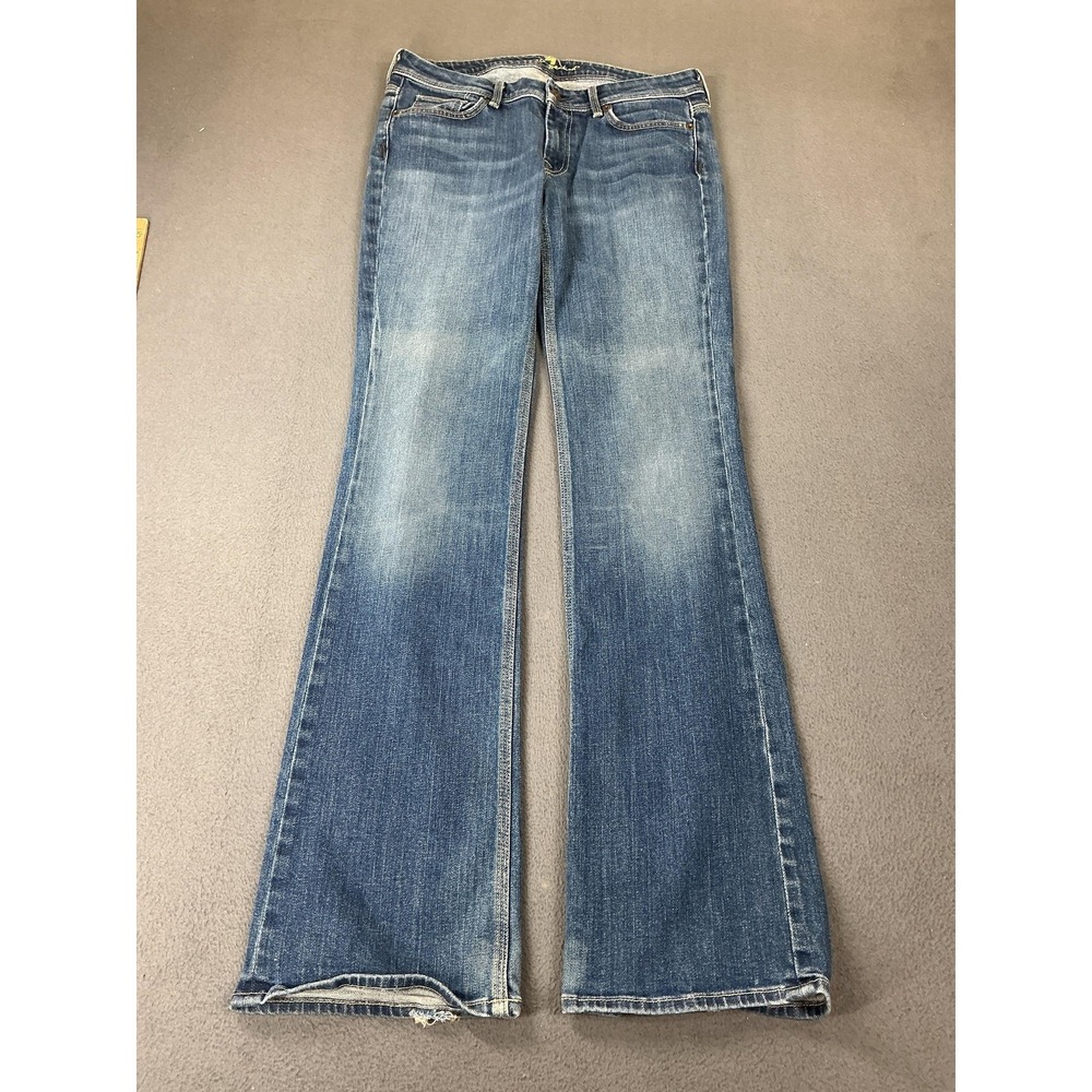 7 For All Mankind Jeans Womens 30 Blue Medium Wash Flared Slim Stretch Denim